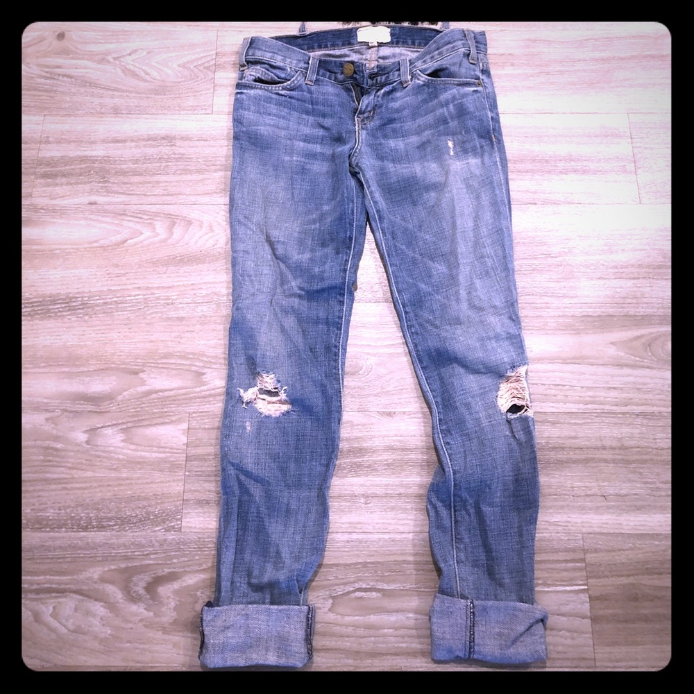 Current/Elliot Distressed BF Jeans - Worn Once!